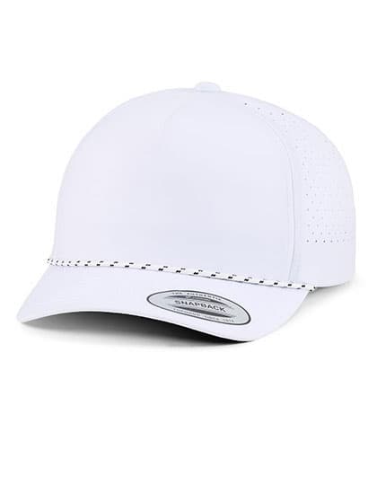 YP Classics 5-Panel Snapback Cap with Perforations and Braided Rope — White