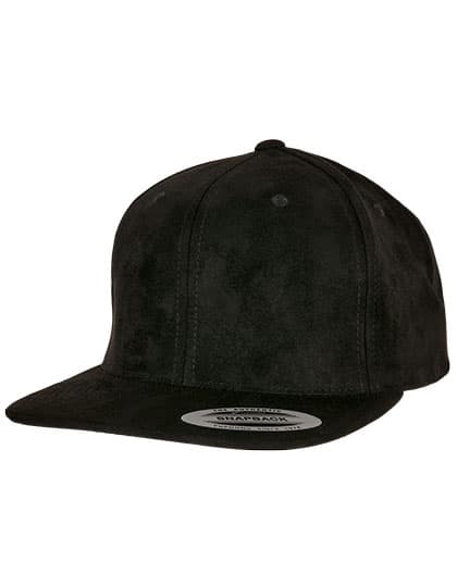 Suede Leather Snapback — Black