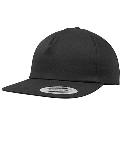 Unstructured 5-Panel Snapback — Black