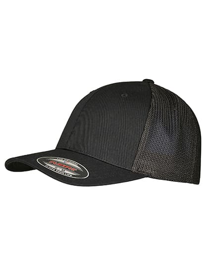 Flexfit Trucker Recycled Mesh Cap — Black