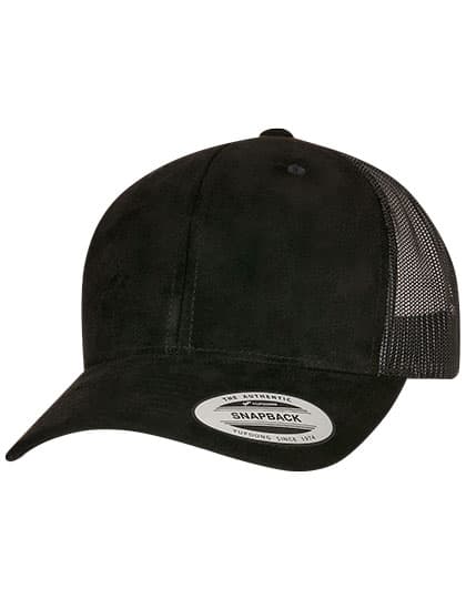 Suede Leather Trucker Cap — Black
