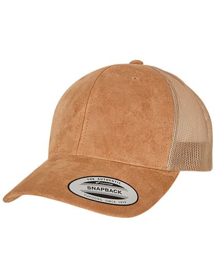 Suede Leather Trucker Cap — Khaki