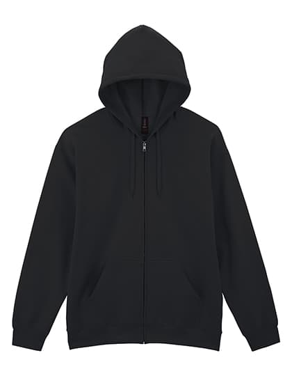 Softstyle® Midweight Fleece Adult Full Zip Hooded Sweatshirt — Black