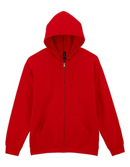 Softstyle® Midweight Fleece Adult Full Zip Hooded Sweatshirt — Red