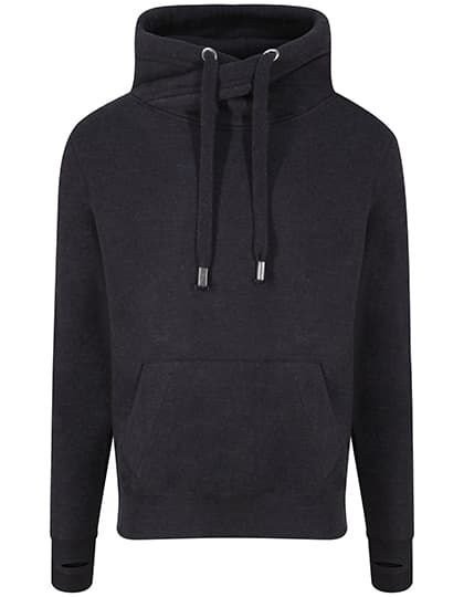 Cross Neck Hoodie — Black Smoke