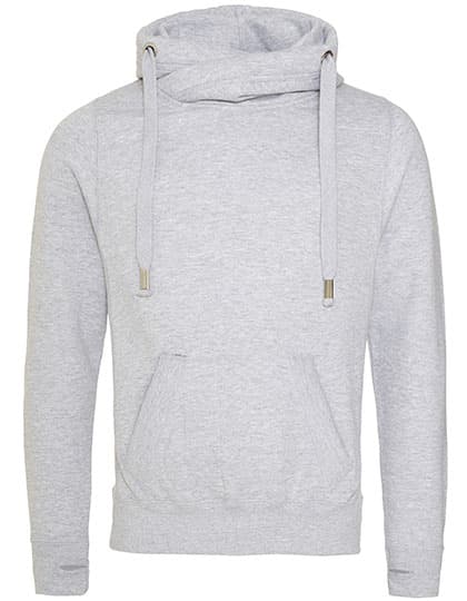 Cross Neck Hoodie — Heather Grey