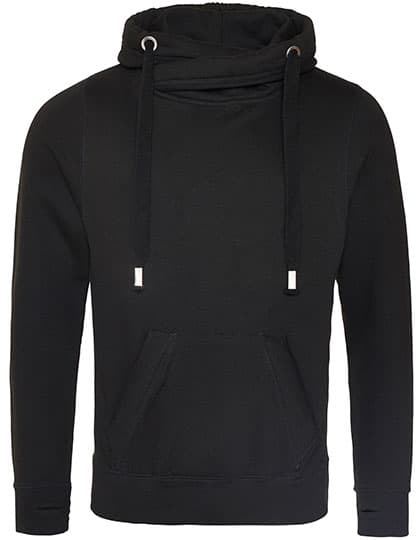 Cross Neck Hoodie — Jet Black