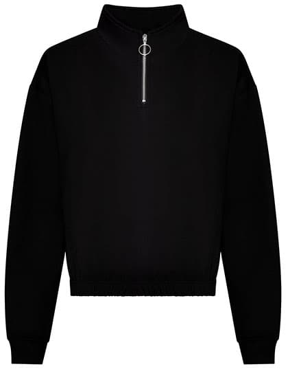 Women´s Cropped 1/4 Zip Sweat — Deep Black