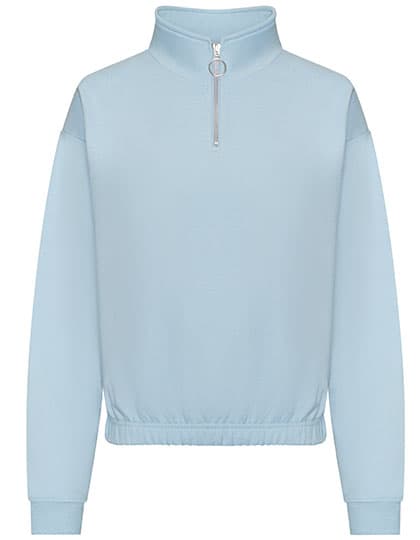 Women´s Cropped 1/4 Zip Sweat — Sky Blue