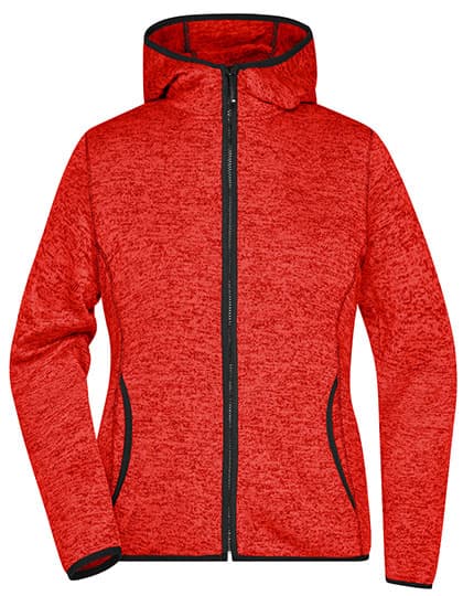 Ladies´ Knitted Fleece Hoody — Red Melange