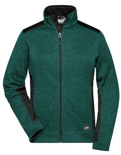 Ladies´ Knitted Workwear Fleece Jacket -STRONG- — Dark Green Melange