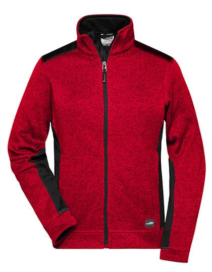 Ladies´ Knitted Workwear Fleece Jacket -STRONG- — Red Melange