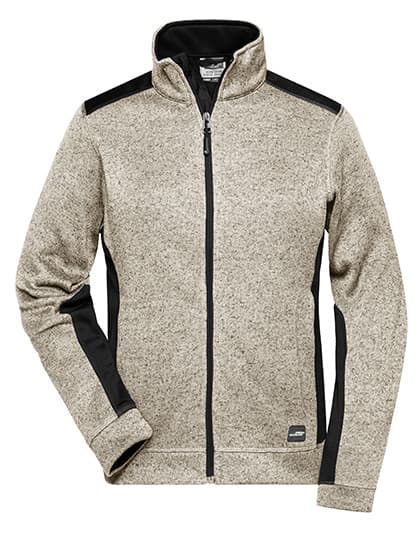 Ladies´ Knitted Workwear Fleece Jacket -STRONG- — Stone Melange