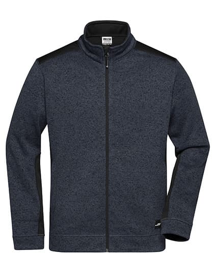 Men´s Knitted Workwear Fleece Jacket -STRONG- — Carbon Melange