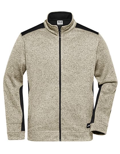 Men´s Knitted Workwear Fleece Jacket -STRONG- — Stone Melange