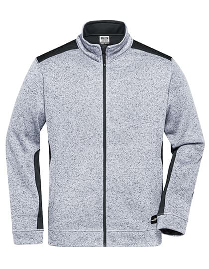 Men´s Knitted Workwear Fleece Jacket -STRONG- — White Melange