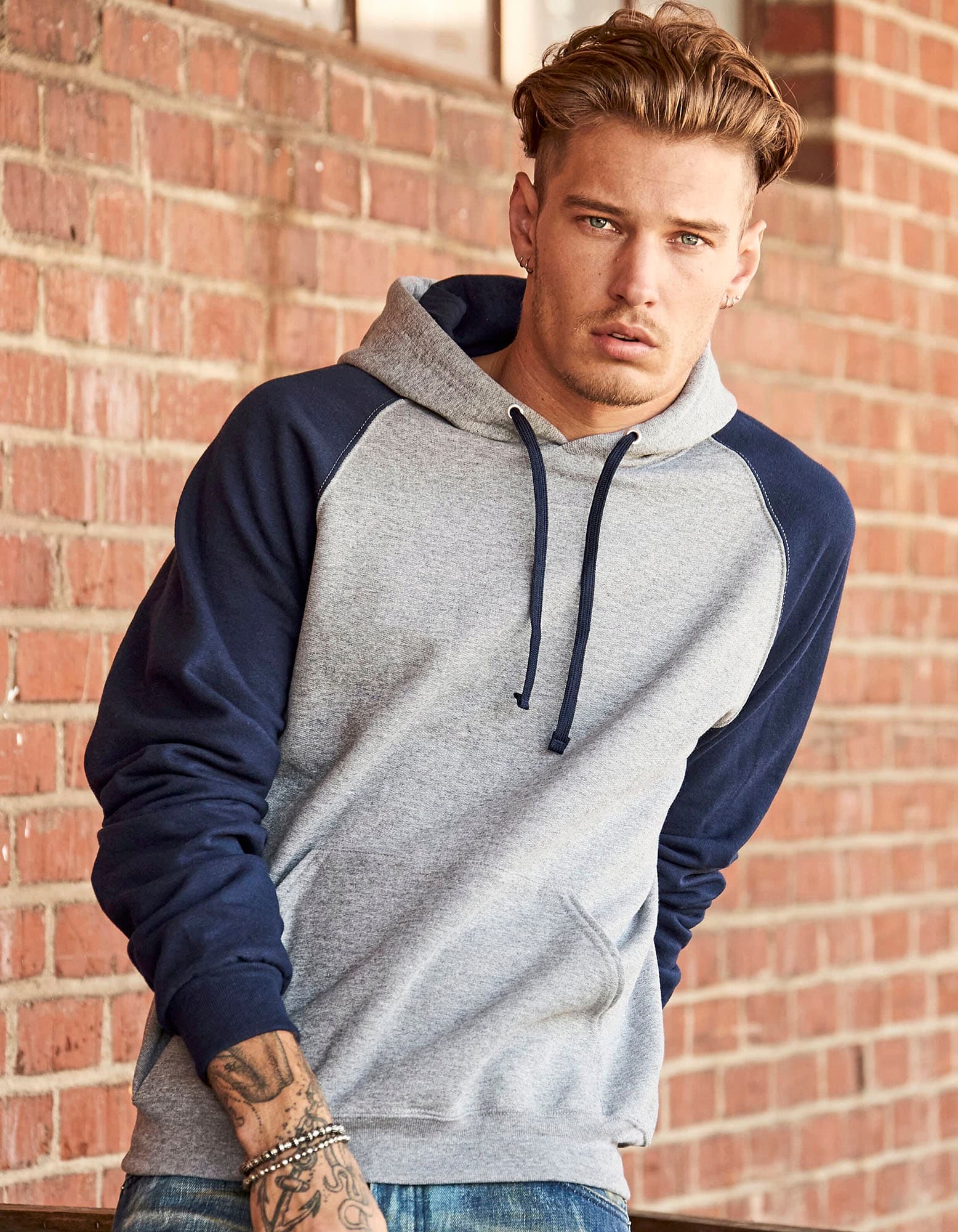 Nublend® Colour-Block Raglan Hooded Sweatshirt