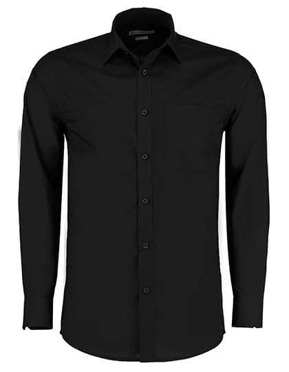 Men´s Tailored Fit Poplin Shirt Long Sleeve — Black
