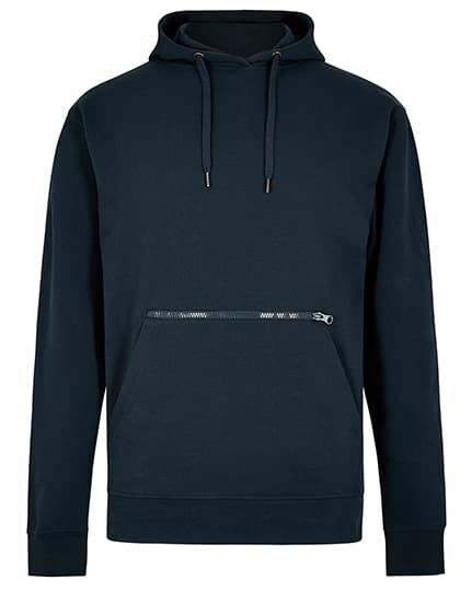 Regular Fit Pique Hoodie with Zipped Pocket — Navy