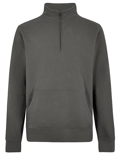 Regular Fit 1/4 Zip Pique Sweatshirt — Dark Grey