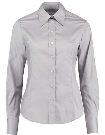 Women´s Tailored Fit Corporate Oxford Shirt Long Sleeve — Silver Grey (Solid)