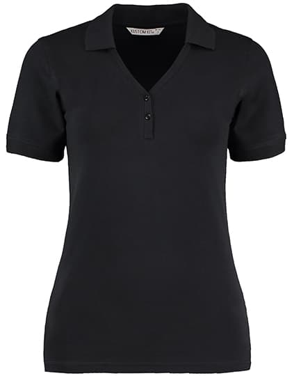 Regular Fit Comfortec® V Neck Polo — Black