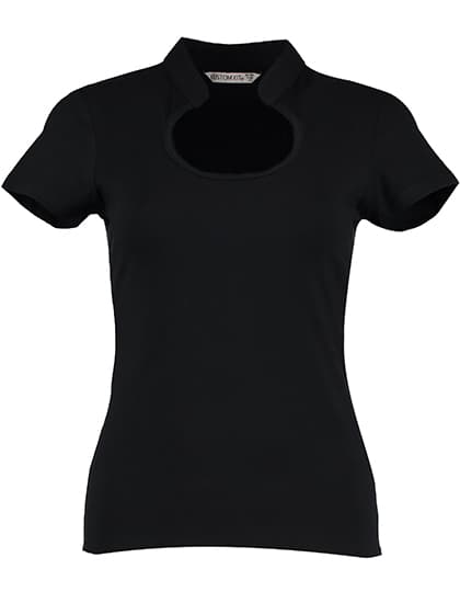 Women`s Regular Fit Keyhole Neck Top — Black