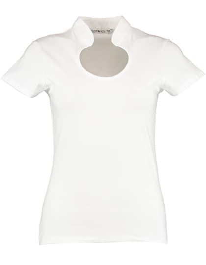 Women`s Regular Fit Keyhole Neck Top — White
