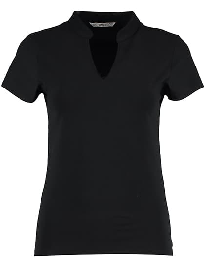 Women`s Regular Fit Mandarin Collar Top — Black
