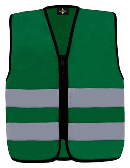 Kids´ Hi-Vis Safety Vest With Front Zipper Aalborg — Forest Green