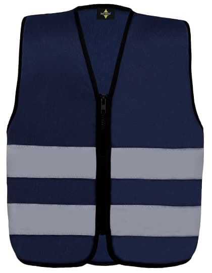 Kids´ Hi-Vis Safety Vest With Front Zipper Aalborg — Navy