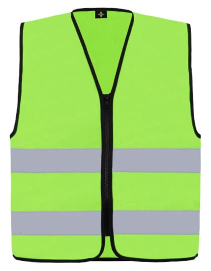 Hi-Vis Safety Vest Cologne With Front Zipper — Lime Green