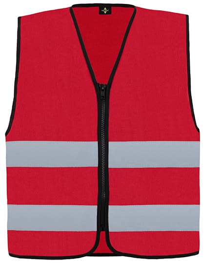 Hi-Vis Safety Vest Cologne With Front Zipper — Red