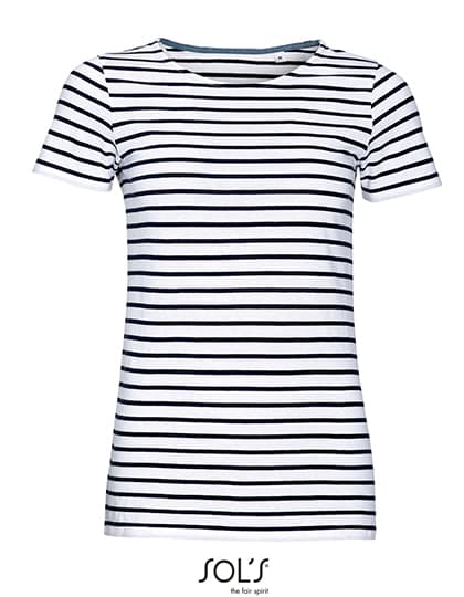 Women´s Round Neck Striped T-Shirt Miles — White