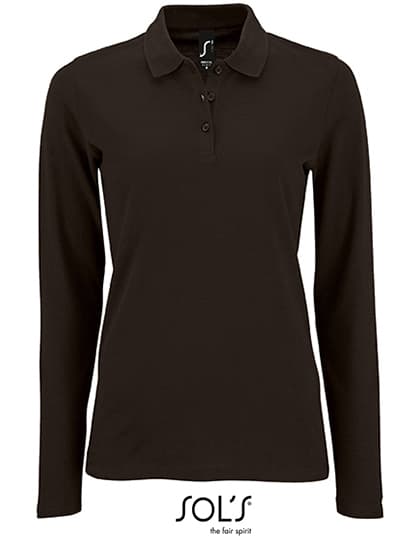 Women´s Long-Sleeve Piqué Polo Shirt Perfect — Black