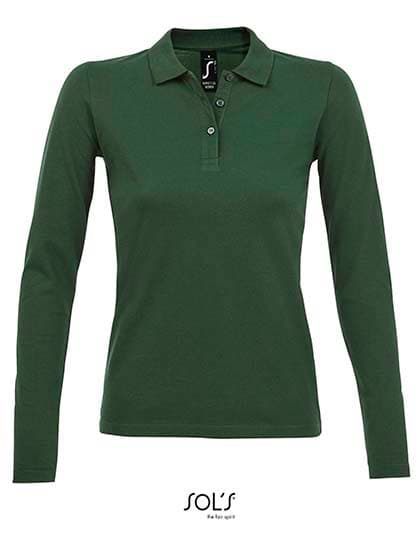 Women´s Long-Sleeve Piqué Polo Shirt Perfect — Bottle Green