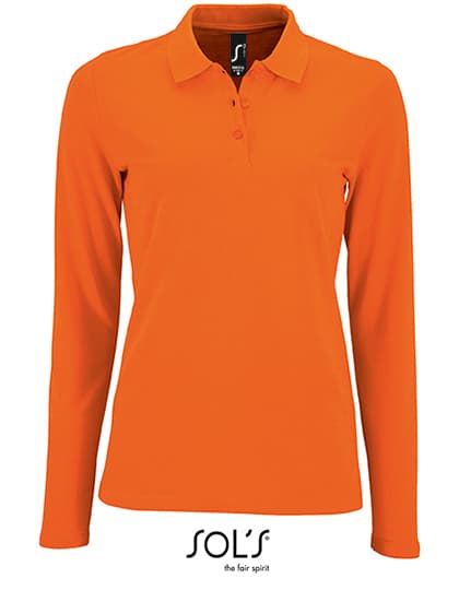 Women´s Long-Sleeve Piqué Polo Shirt Perfect — Orange