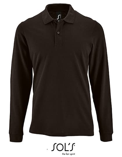 Men´s Long-Sleeve Piqué Polo Shirt Perfect — Black