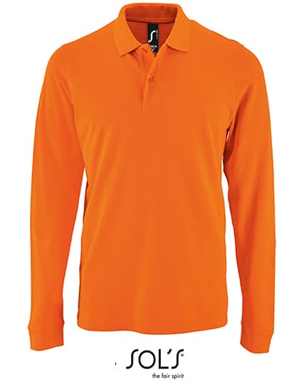 Men´s Long-Sleeve Piqué Polo Shirt Perfect — Orange