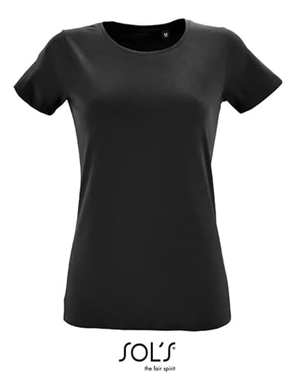 Women´s Round Neck Fitted T-Shirt Regent — Deep Black
