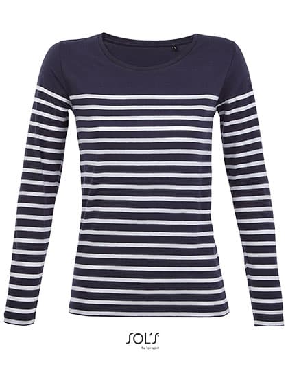 Women´s Long Sleeve Striped T-Shirt Matelot — French Navy