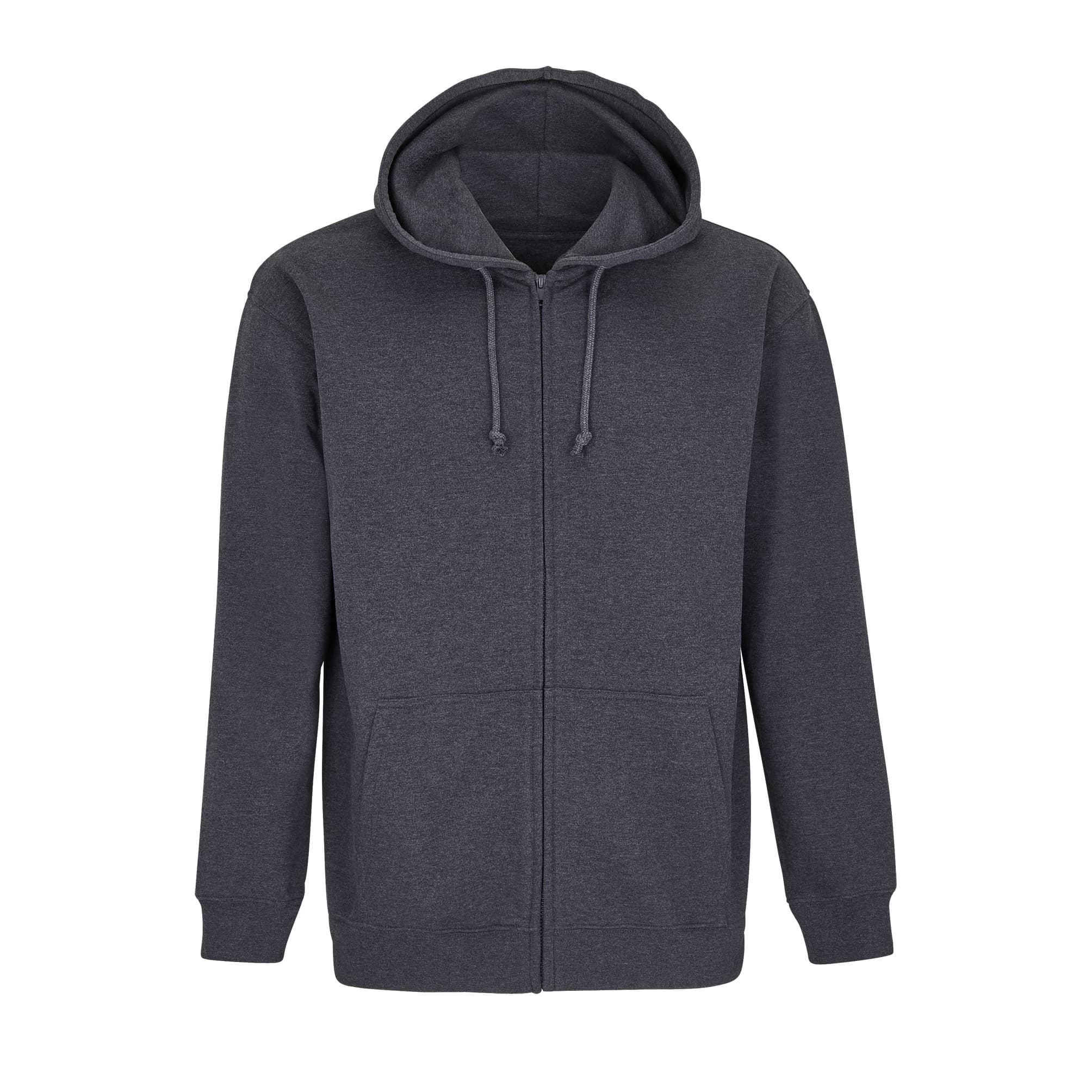 Unisex Full-Zip Hoodie Carter — Charcoal Melange