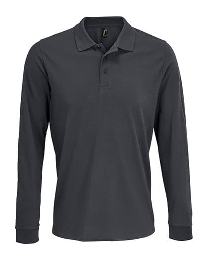 Unisex Long Sleeve Polycotton Polo Shirt — Dark Grey (Solid)