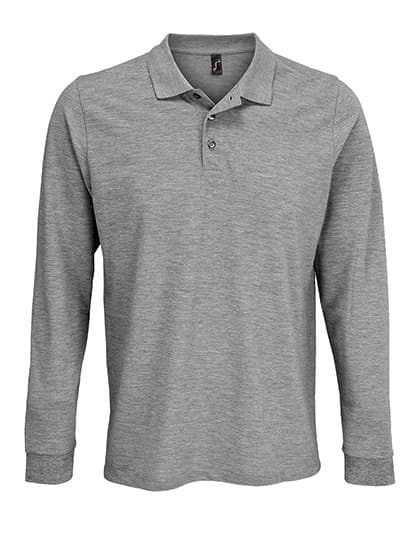 Unisex Long Sleeve Polycotton Polo Shirt — Grey Melange