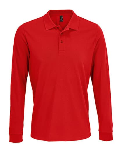 Unisex Long Sleeve Polycotton Polo Shirt — Red