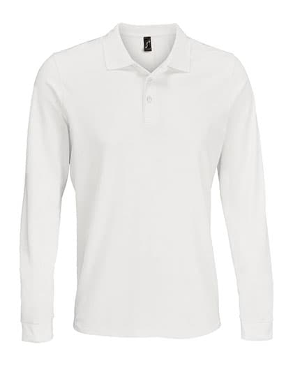 Unisex Long Sleeve Polycotton Polo Shirt — White