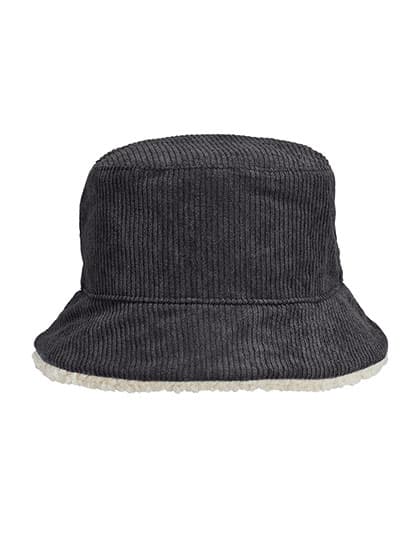 Reversible Sherpa And Velvet Bucket Hat — Carbon Grey