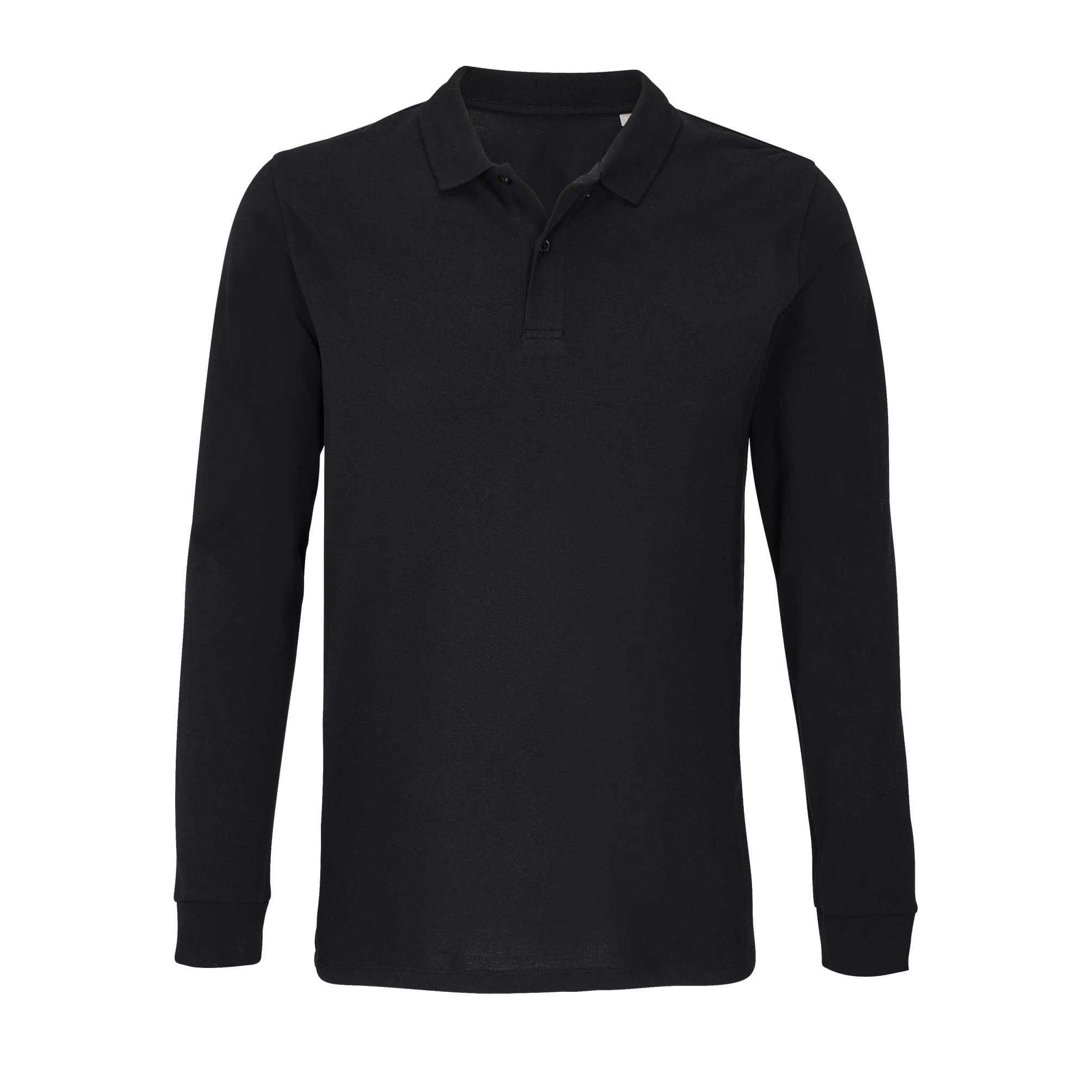 Unisex Long Sleeve Polo Shirt Planet — Black