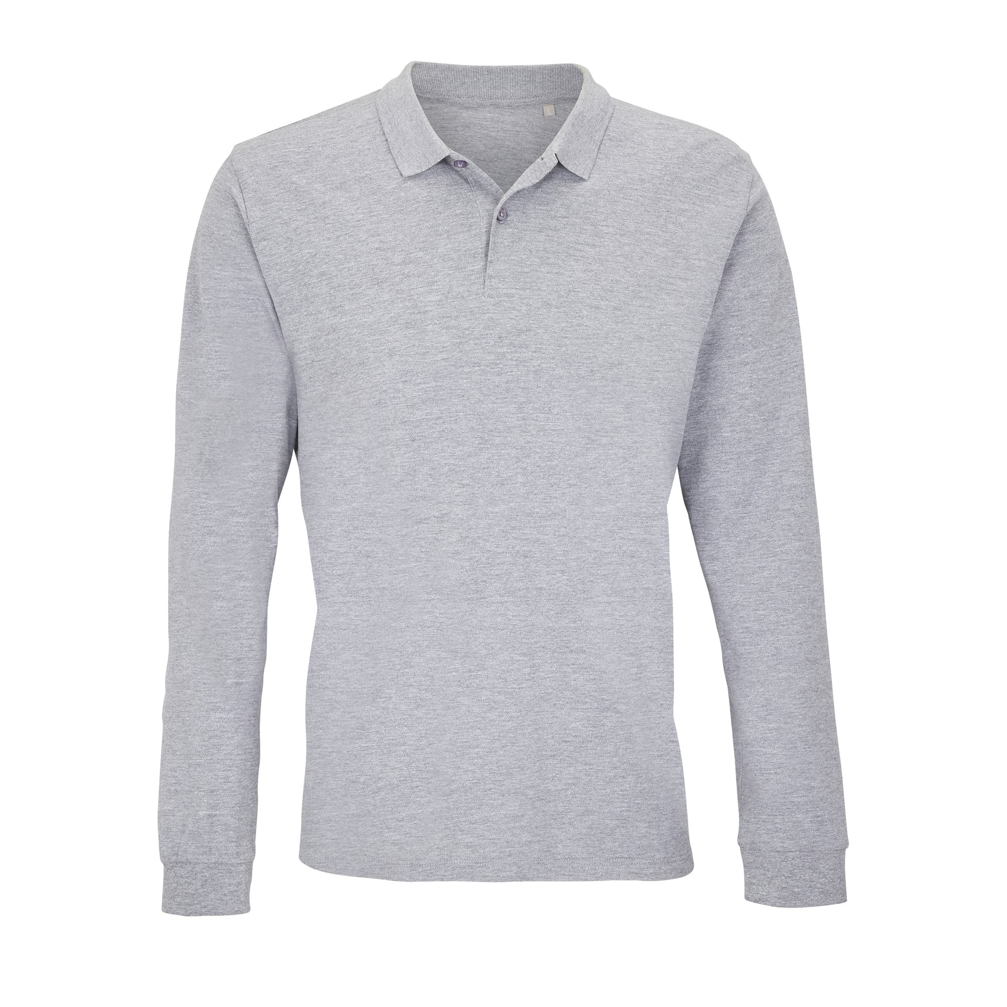 Unisex Long Sleeve Polo Shirt Planet — Grey Melange
