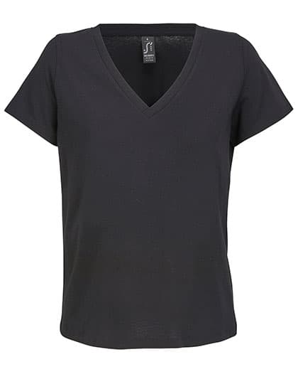 Women´s V-Neck T-Shirt Regent — Deep Black